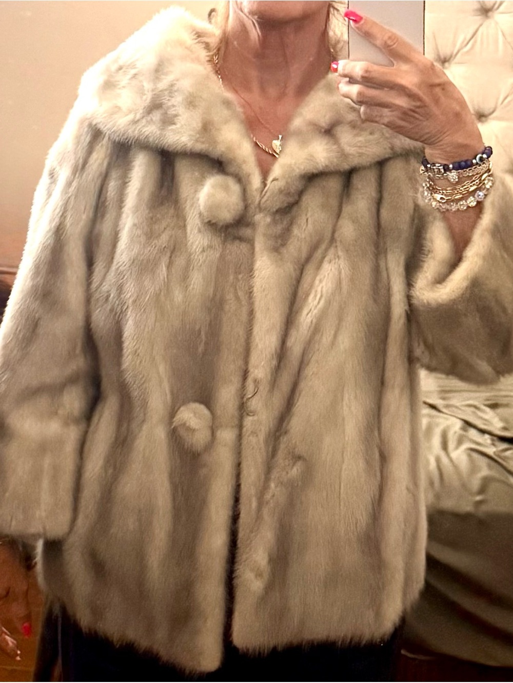 Herman’s Furs Blonde Mink Stroller Coat